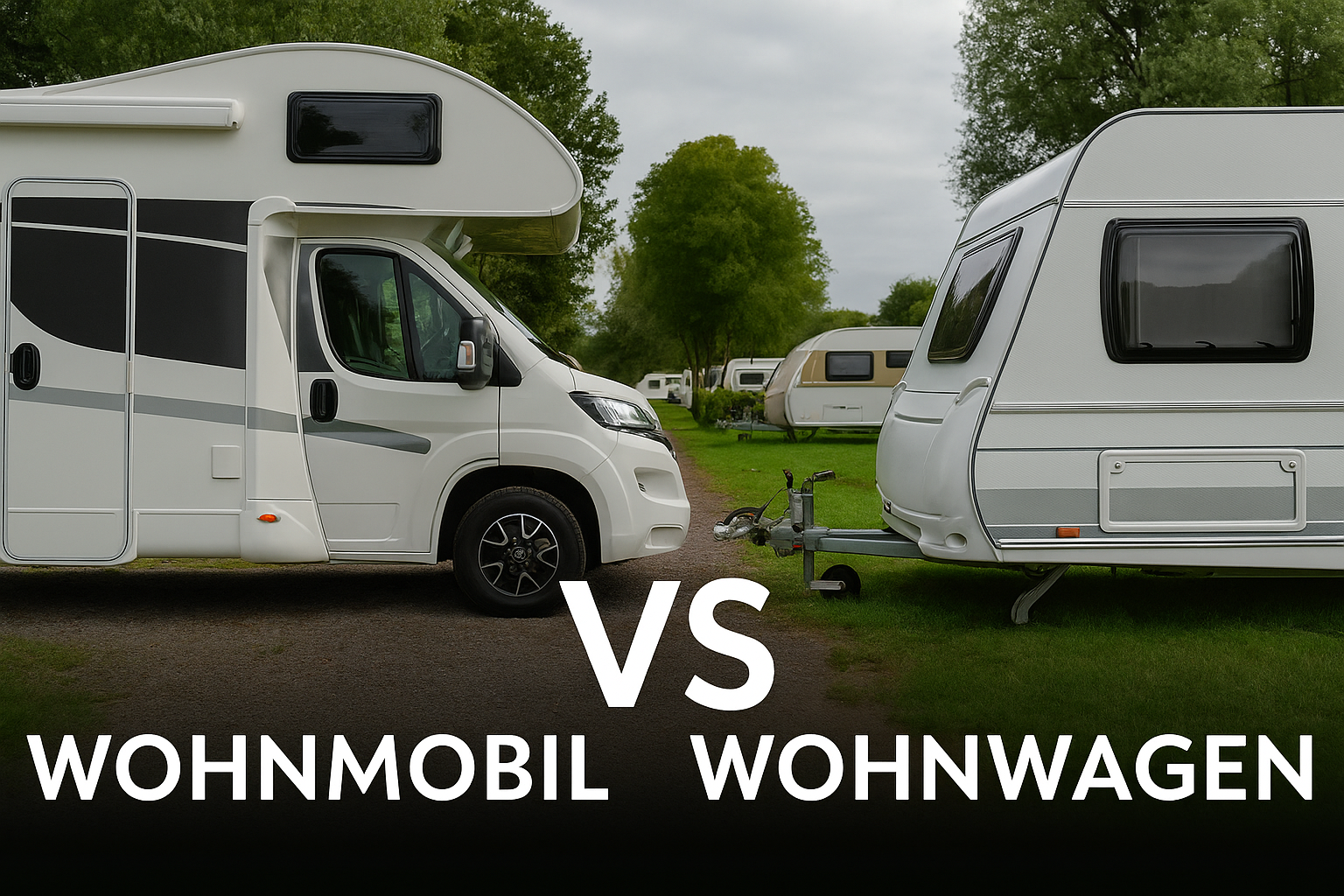 Vergleich Wohnmobil und Wohnwagen auf einem Campingplatz – unterwegs reisen mit Komfort und Flexibilität Wohnmobil-vs-wohnwagen