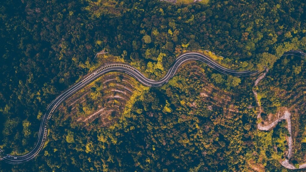 Serpentinenstraße schlängelt sich durch grüne Wälder, symbolisch für die Vielfalt der Wohnmobil-Routen in Deutschland.Die 10 schönsten Routen in Deutschland